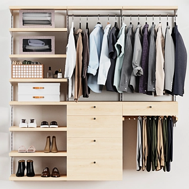 Wall-mounted Wardrobe Organizer System 3D model image 1 