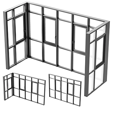 Panoramic Balcony Glazing 3D model image 1 