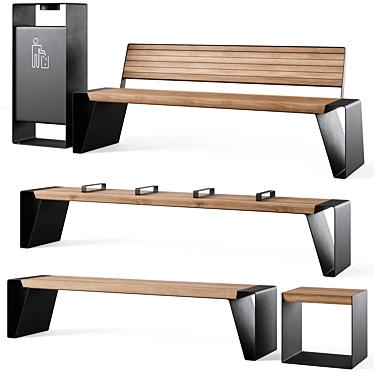 Radium Park Benches Collection 3D model image 1 