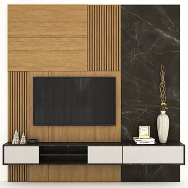 Modern TV Wall Set with 50" TV 3D model image 1 