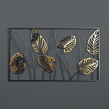 Metal Leaf Wall Decor Frame 3D model image 1 