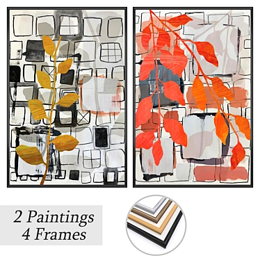 Wall Art Set with Frames 3D model image 1 