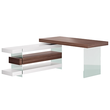 Modern Walnut Writing Desk 3D model image 1 