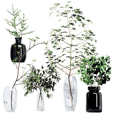 Set of branches in vases