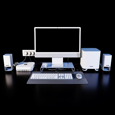 Apple iMac Custom White Bundle 3D model image 1 