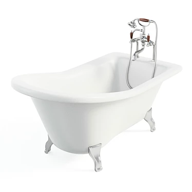 Vintage Freestanding Bath with Classic Mixer 3D model image 1 