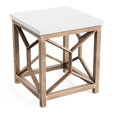 Geometric Stone Top Side Table 3D model image 1 