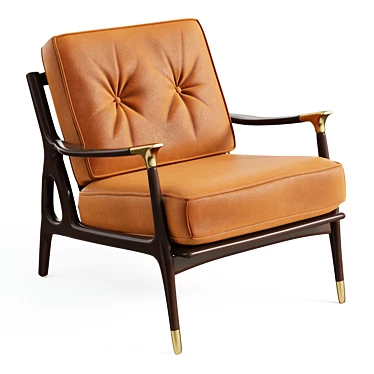  Midcentury Leather Accent Chair 3D model image 1 