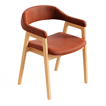 Scandinavian-Inspired TanOak Dining Armchair 3D model image 1 