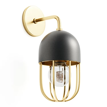 Capsule Cage Sconce - Industrial Elegance 3D model image 1 