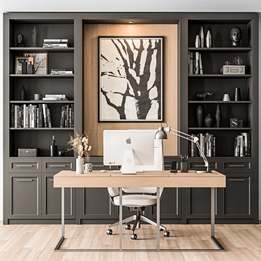 Gray Home Office Furniture Set 3D model image 1 