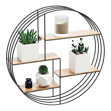 Black Metal Round Decorative Shelf 3D model image 1 