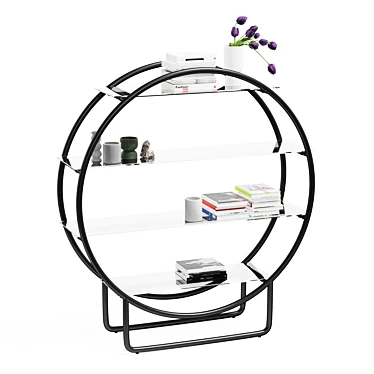 Sleek Metal Circle Storage Shelf 3D model image 1 