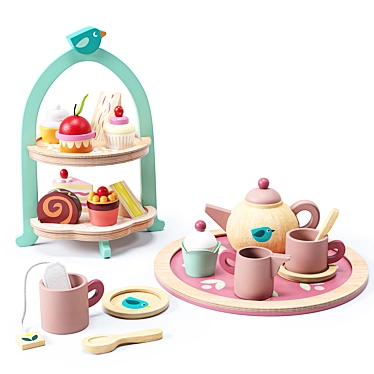 Charming Birdie Tea Set 3D model image 1 