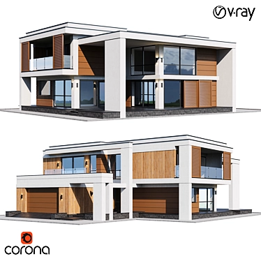 Architectural Mansion Model with V-Ray & Corona Files 3D model image 1 