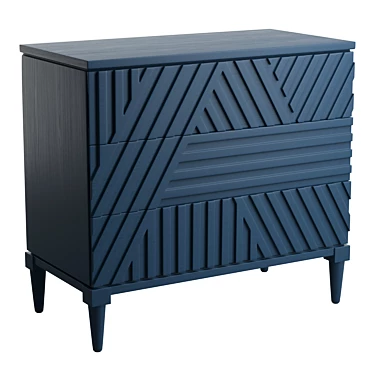 Geometric Blue Drawer Statement Chest 3D model image 1 