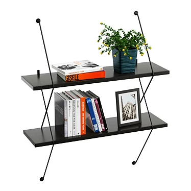 Architectural Two-Tier Wall Shelf 3D model image 1 