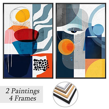 Wall Art Set with Frames 3D model image 1 