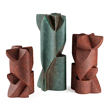 Modern Cubist Outdoor Column Statue 3D model image 1 