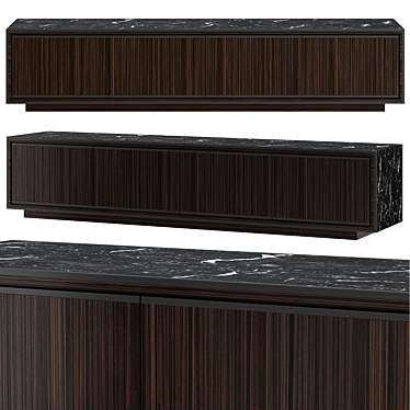 Modern Wood and Marble Sideboard 3D model image 1 