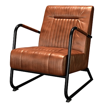 Vintage Iron Leather Armchair Brown 3D model image 1 