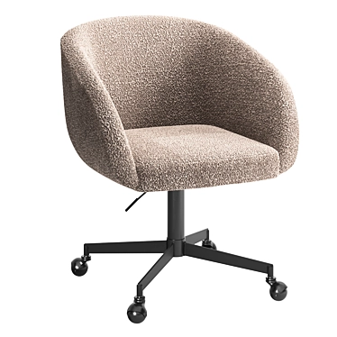 Modern Grey Boucle Office Chair 3D model image 1 