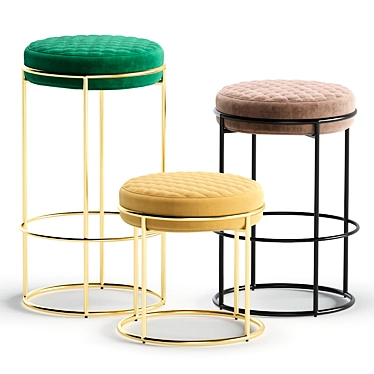 Ventura Pouffe & Bar Chairs 3D model image 1 