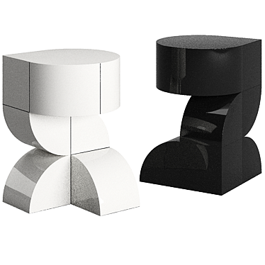 Modern Totem Stool in Monochrome 3D model image 1 