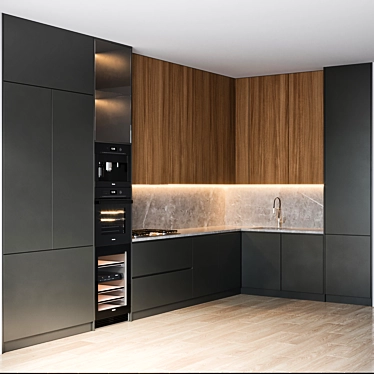  Modern Kitchen Setup with Miele & Brizo 3D model image 1 