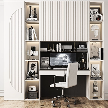 Office Set with Chair & Tech 3D model image 1 