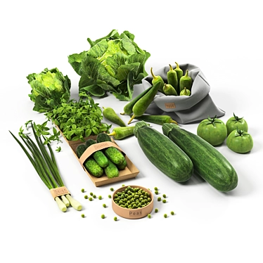 Green Veggie Variety Set: 3D 3D model image 1 