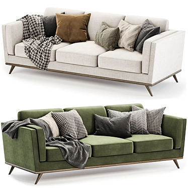 Sleek Timber Olio Sofa 3D model image 1 