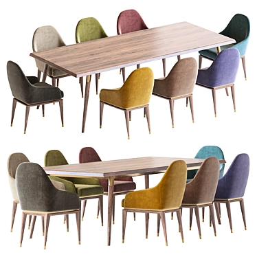 Modern Italian Dining Table Set 3D model image 1 