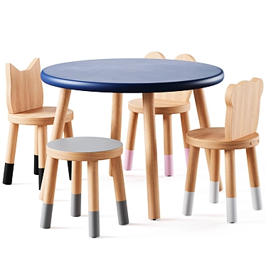 Modern Kids Table and Chairs 3D model image 1 