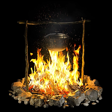 Campfire Cooking Pot Kit 3D model image 1 