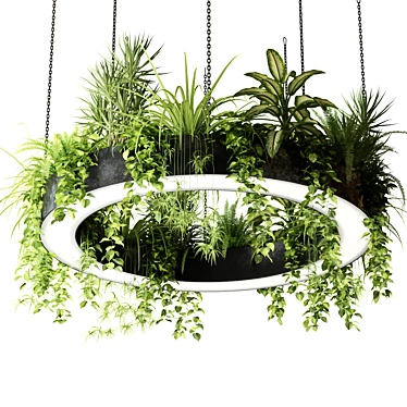 Ring Planter Lamp with Plants 3D model image 1 