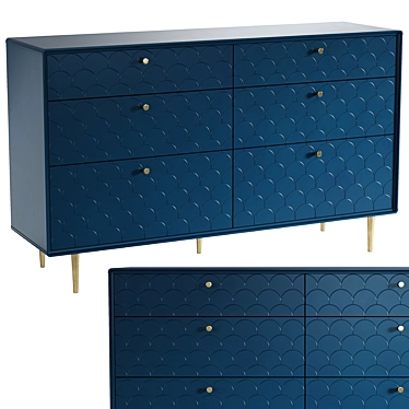 Luxore Blue Prussian Chest Drawers 3D model image 1 