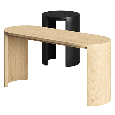 Modern Ash Side Tables Set 3D model image 1 