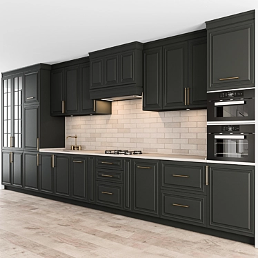 Classic Black Kitchen Set 3D model image 1 