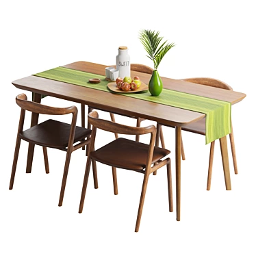 Solid Wood Otto Dining Set 3D model image 1 