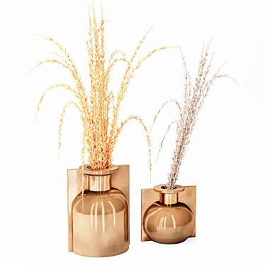 Golden Wheat Vase: Elegant Decor 3D model image 1 