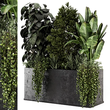 Concrete Pot Outdoor Plant Set 3D model image 1 