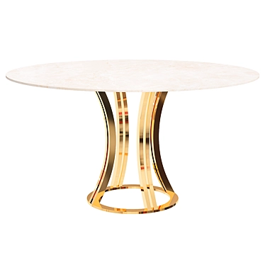 Luxury Gold Marble Round Dining Table 3D model image 1 