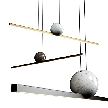 Modern Linear Metal Pendant Lamp 3D model image 1 