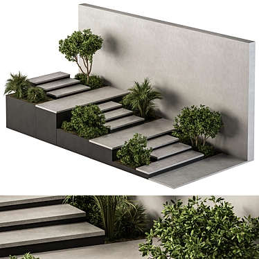 Architectural Ivy Garden Staircase 3D model image 1 