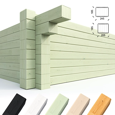 Colored & Natural Glulam Beams 3D model image 1 