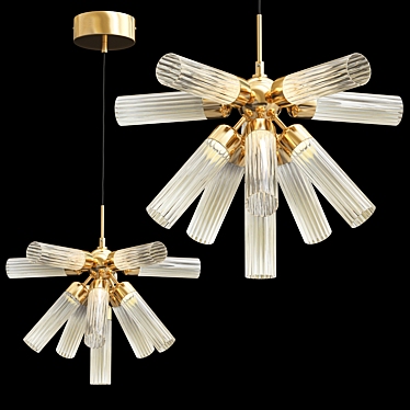 Verona Brass Glass Chandelier Light 3D model image 1 