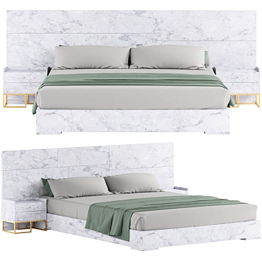 Italian Marble Modern Bed Set 3D model image 1 