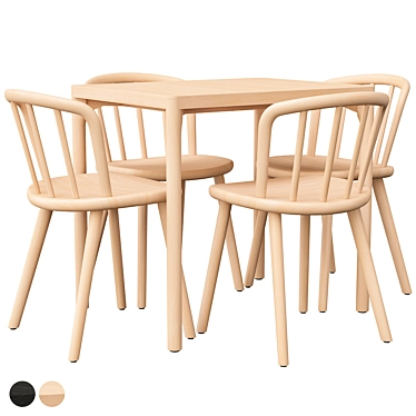 Modern Oak Dining Table Set 3D model image 1 