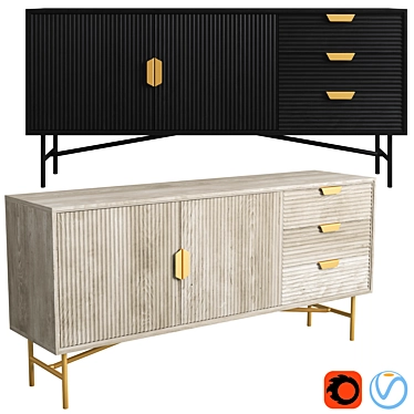 Modern Haines Wide Sideboard MADE 3D model image 1 